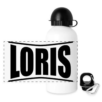 T-Shirt Name Loris T-Shirt Geschenkidee - Panorama Trinkflasche mit Deckel 500 ml - Weiß - Vorne
