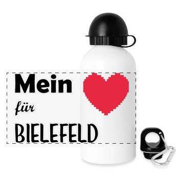 Mon cœur pour Bielefeld - Gourde panoramique avec couvercle 500 ml - blanc - Devant