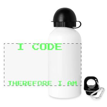 Ich programmiere, also bin ich – lustiges Entwickler-T-Shirt - Panorama Trinkflasche mit Deckel 500 ml - Weiß - Vorne