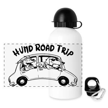 Chien Road Trip Humour Voyage Voiture Cadeau Idée - Gourde panoramique avec couvercle 500 ml - blanc - Devant