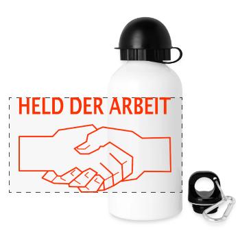 DDR Lustiger Spruch Held der Arbeit - Panorama Trinkflasche mit Deckel 500 ml - Weiß - Vorne