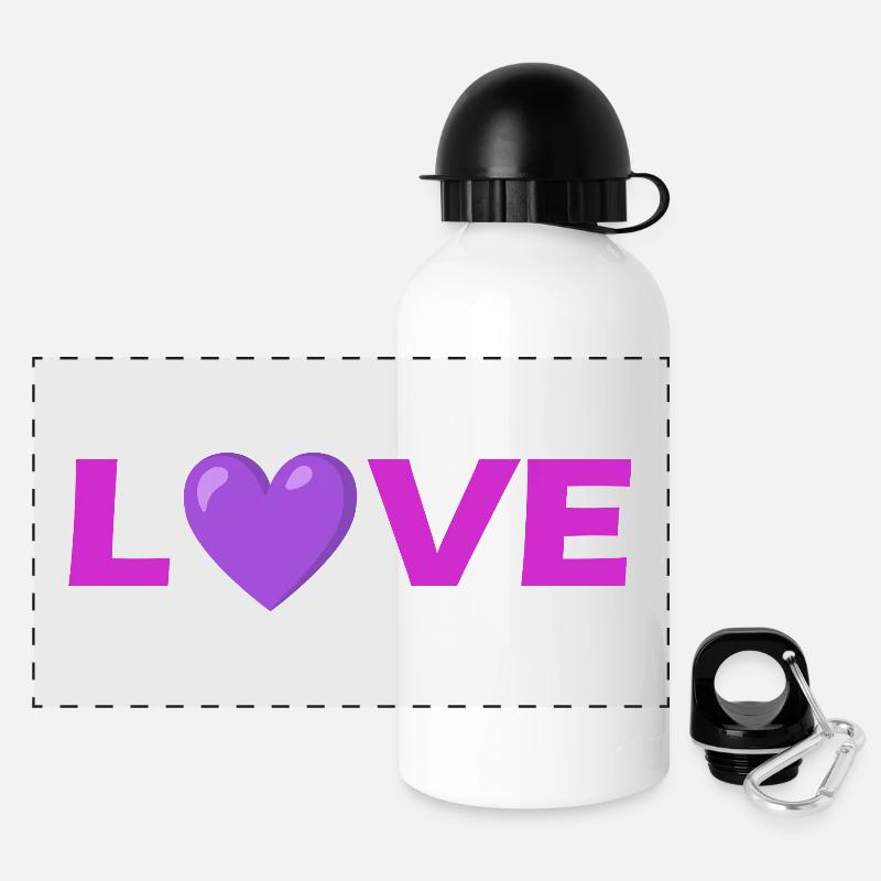 Liebesherz-Typografie-Design - Panorama Trinkflasche mit Deckel 500 ml - Weiß