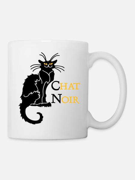 chat noir 'n (text, 2c) - Mug blanc - blanc