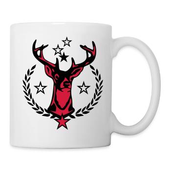 28 Hirsch Lorbeerkranz Sterne - Tasse - Weiß - Rechts
