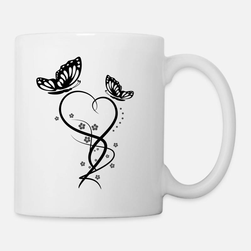 papillons noirs - Mug blanc - blanc