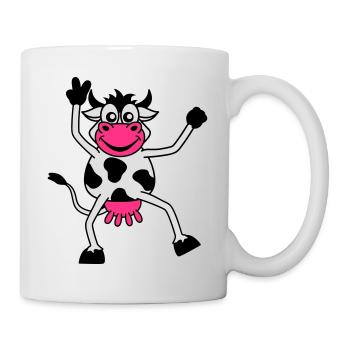Lustige Kuh Comic Cartoon Rindvieh Peace Zeichen - Tasse - Weiß - Rechts