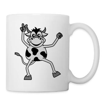 Lustige Kuh Comic Cartoon Rindvieh Peace Zeichen - Tasse - Weiß - Rechts