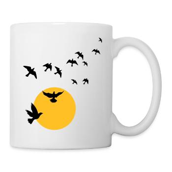 Vögel im Sonnenuntergang - Tasse - Weiß - Rechts
