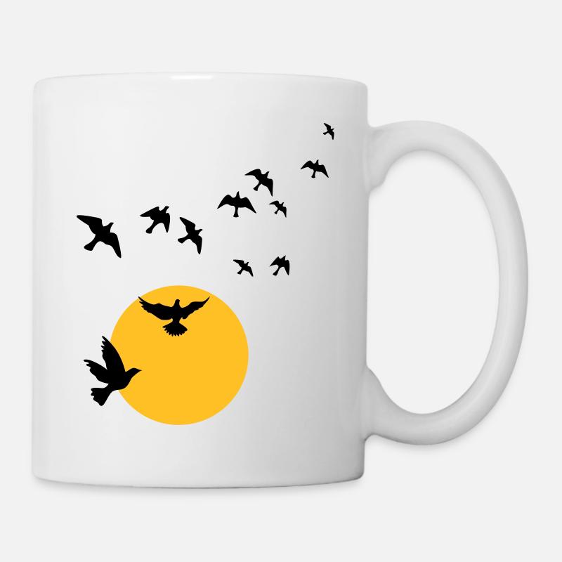 Oiseaux au coucher du soleil - Mug blanc - blanc