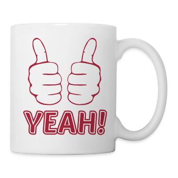 yeah Daumen hoch thumbs up erfolgreich läuft - Tasse - Weiß - Rechts