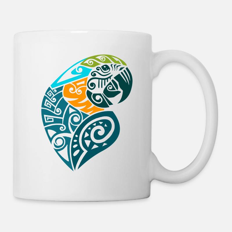 Blue and gold macaw tribal tattoo - Mug - white
