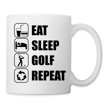 Eat Sleep Golf Repeat - Tasse - Weiß - Rechts