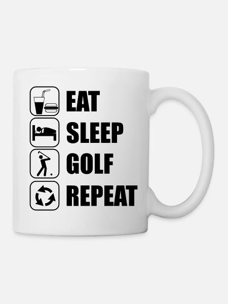 Eat Sleep Golf Repeat - Mug blanc - blanc