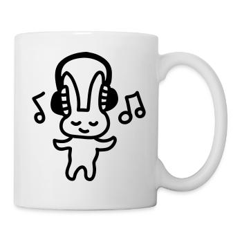 Häschen Musik - line - Tasse - Weiß - Rechts