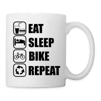 eat,sleep,bike,repeat,Radsport,Fahrrad,Bike - Tasse - Weiß - Rechts