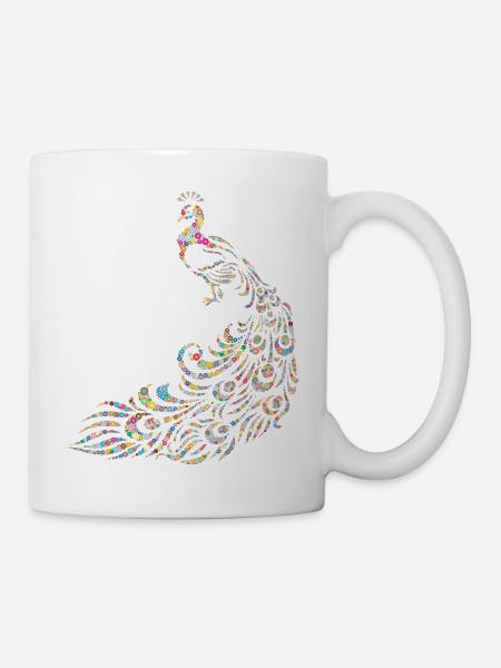Pfau - Tasse - Weiß