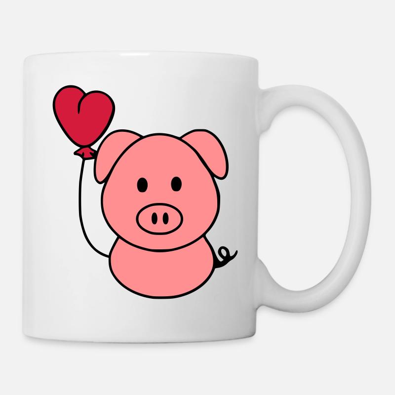 Porcs avec le ballon de coeur - Mug blanc - blanc