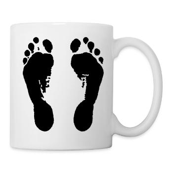 Fußabdrücke (barfuß) / Footprints (barefoot) / - Tasse - Weiß - Rechts