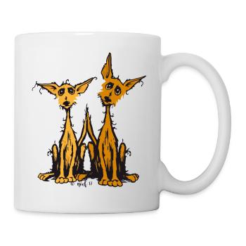 rot-beiges Hunde Duo - Tasse - Weiß - Rechts