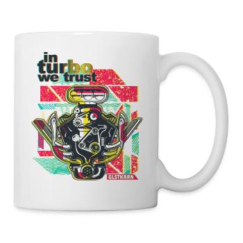 in turbo we trust, engine block, V6, mechanic - Mug - white - Right