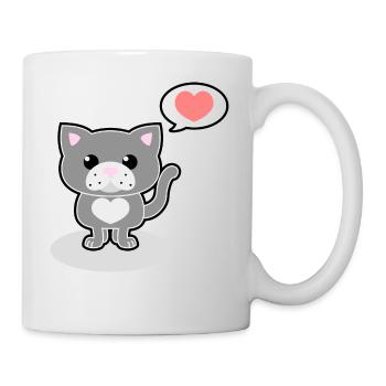 Süße Katze - Tasse - Weiß - Rechts