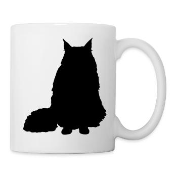 Vektor Katze Silhouette - Tasse - Weiß - Rechts