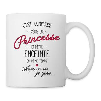 C'est compliqué d'etre une princesse et enceinte. - Mug blanc - blanc - Droite