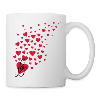 fly fliegende Herzchen, viele Herzen Herz - Tasse - Weiß - Rechts
