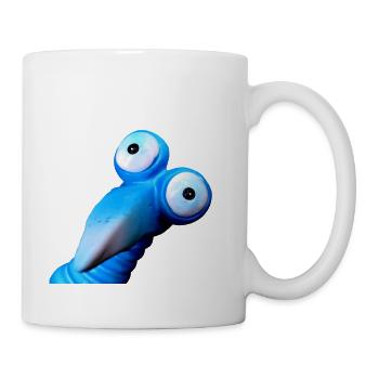 Funny blue bird with big eyes - Mug - white - Right