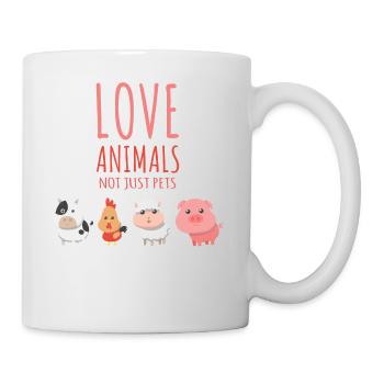 Liebe alle Tiere nicht nur Haustiere | Vegan - Tasse - Weiß - Rechts