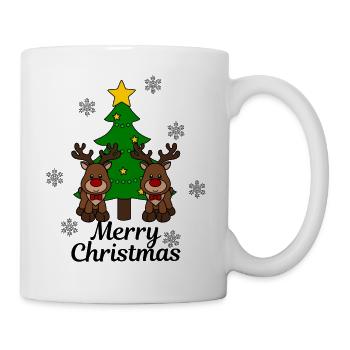 Orignal avec arbre joyeux noel - Mug blanc - blanc - Droite