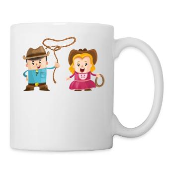 Cowboy avec une fille - Mug blanc - blanc - Droite