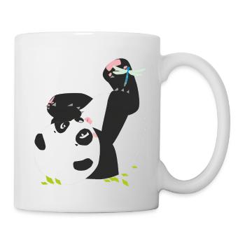 Jo le panda et mamz'elle libellule - Mug blanc - blanc - Droite
