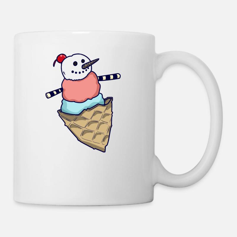 boule de glace bonhomme de neige - Mug blanc - blanc