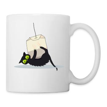 cat on tea bag - Mug - white - Right