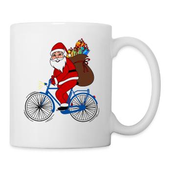 Santa avec le vélo - Mug blanc - blanc - Droite
