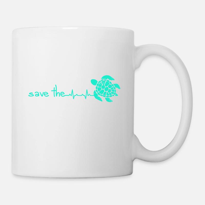 Schildkröten Herzschlag geschenk retten peta - Tasse - Weiß