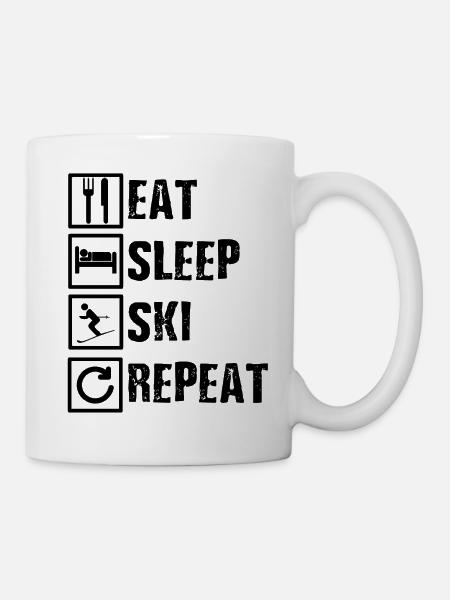 eat-sleep-ski-repeat - Tasse - Weiß