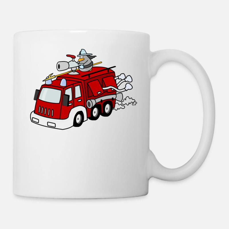 feu de pompier pompier pompier camion de pompier - Mug blanc - blanc