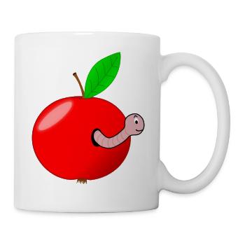 Wurm Apfel - Tasse - Weiß - Rechts