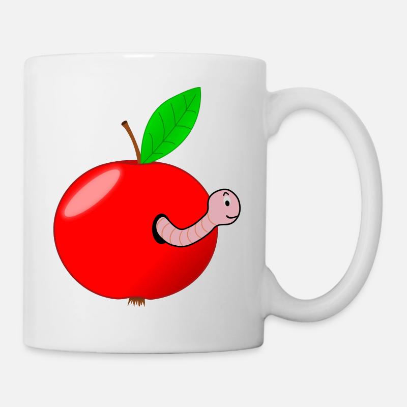 Wurm Apfel - Tasse - Weiß