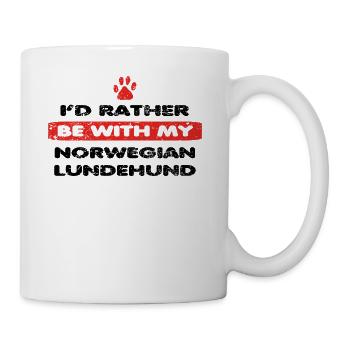 Dog dog rather love at my NORWEGIAN LUNDE DOG - Mug - white - Right