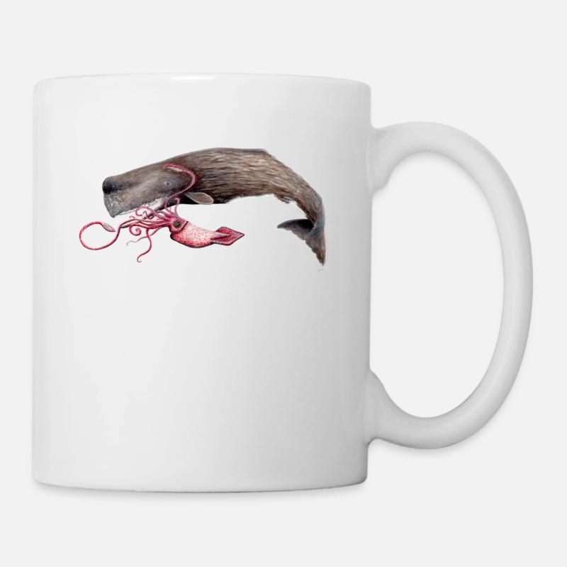 Mit Tintenfisch Pottwal - Pottwal - Cachalot - Tasse - Weiß