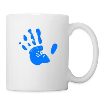 blaue Hand - Tasse - Weiß - Rechts