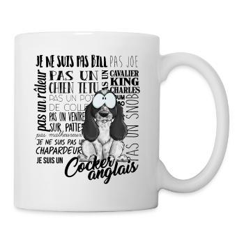 Je Suis Cocker Anglais Noir Blanc Mouche - nrFR - Mug blanc - blanc - Droite
