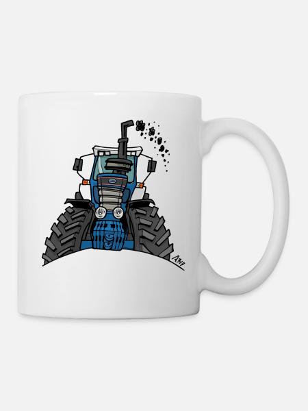 0538 blue tractor - Mug - white