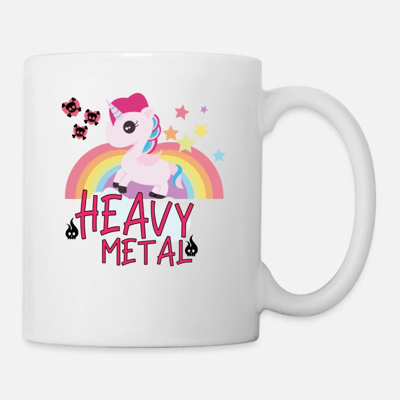 Heavy Metal Einhorn Geschenk Glitzer Pferde - Tasse - Weiß
