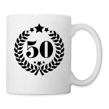 50. Geburtstags Kranz - Anniversary Wreath - Tasse - Weiß - Rechts