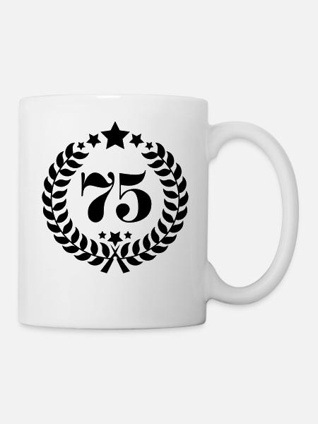 75th Birthday Wreath - Anniversary Wreath - Mug - white