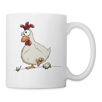 crazy chicken with egg farmer farmer gift - Mug - white - Right